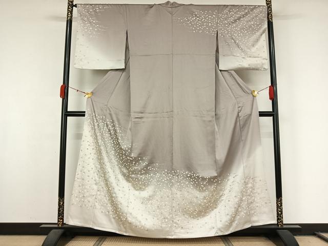 平和屋着物▽訪問着 単衣 萩文 暈し染め 銀彩 正絹 逸品 AABL0320jh