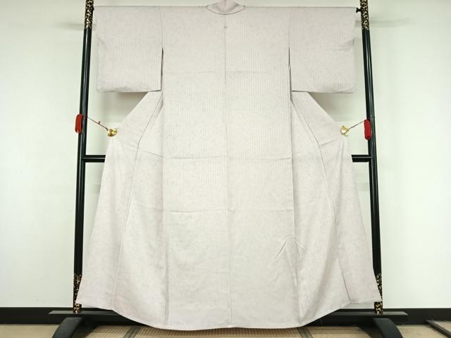 平和屋着物▽お召 単衣 縞 正絹 逸品 AABL0330jh