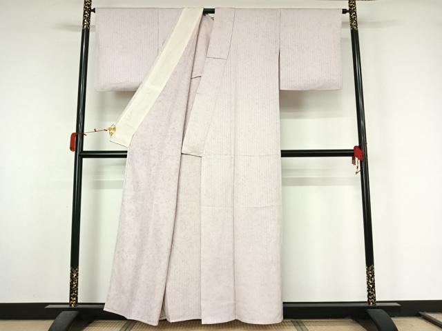 平和屋着物▽お召 単衣 縞 正絹 逸品 AABL0330jh