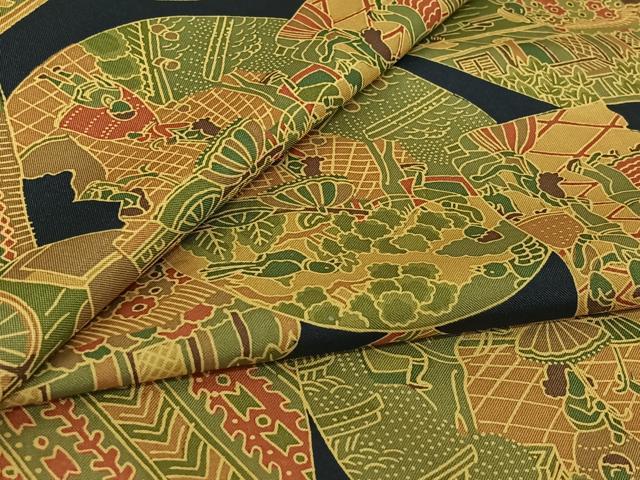 平和屋着物▽本場染大島紬 単衣 中世ヨーロッパ 正絹 逸品 AABL0347jh