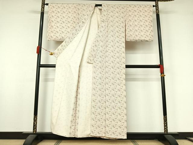 平和屋着物▽上質な小紋 単衣 鳳凰花唐草文 正絹 逸品 AABL0361jh