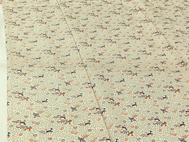 平和屋着物▽上質な小紋 単衣 鳳凰花唐草文 正絹 逸品 AABL0361jh