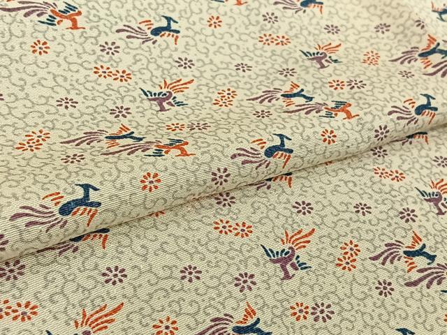 平和屋着物▽上質な小紋 単衣 鳳凰花唐草文 正絹 逸品 AABL0361jh