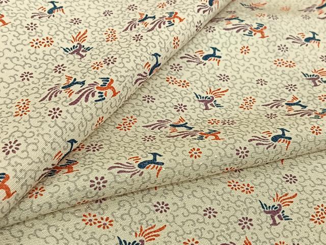 平和屋着物▽上質な小紋 単衣 鳳凰花唐草文 正絹 逸品 AABL0361jh