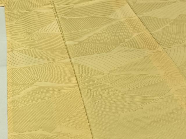 平和屋着物▽上質な色無地 単衣 立波地紋 淡黄色 正絹 逸品 AABL0362jh