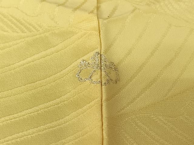 平和屋着物▽上質な色無地 単衣 立波地紋 淡黄色 正絹 逸品 AABL0362jh