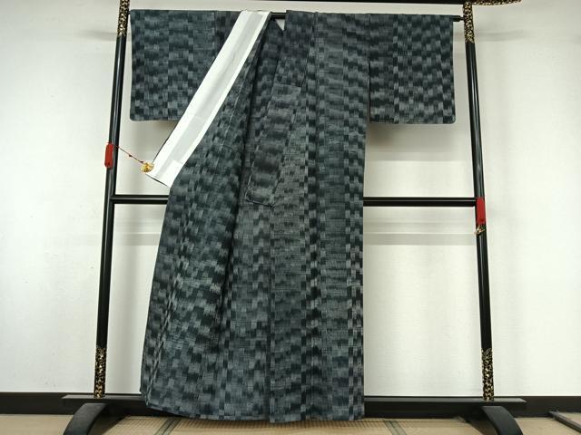 平和屋着物▽上質な紬 単衣 霞文 正絹 逸品 未使用 AABL0367jh