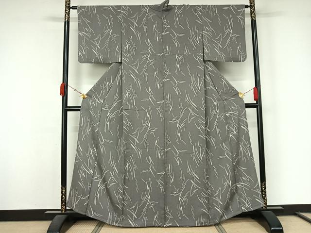 平和屋着物▽上質な小紋 単衣 枝葉文 正絹 逸品 AABL0379jh