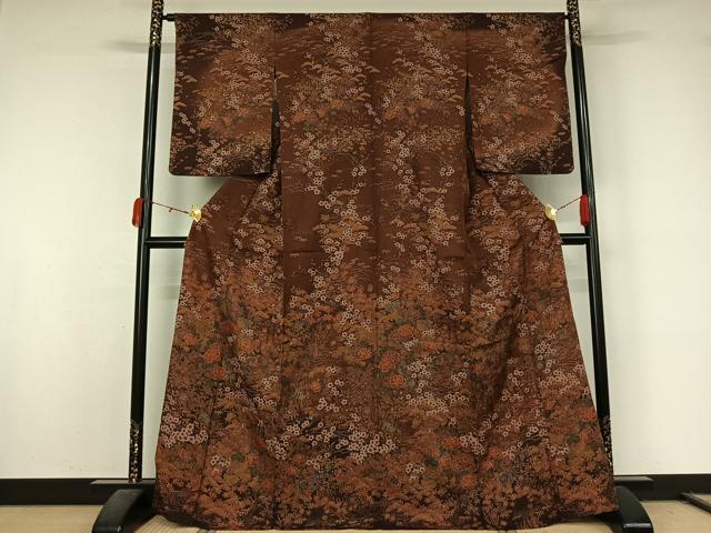 平和屋着物▽訪問着 単衣 御所車花文 金彩 正絹 逸品 AABL0387jh