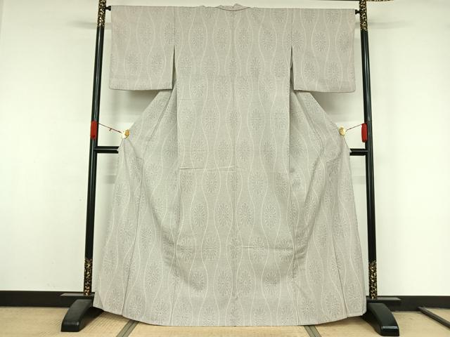 平和屋着物▽お召 単衣 立涌花文 正絹 逸品 AABL0407jh