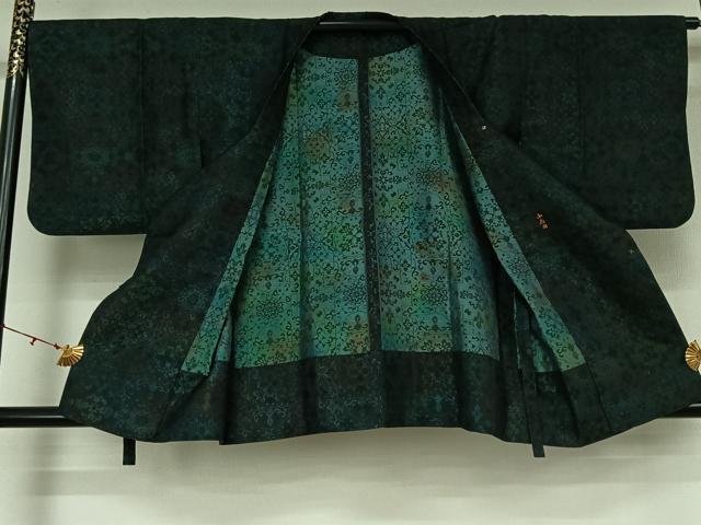 平和屋着物▽道行コート スリーシーズン 春夏秋 塵除け 正倉院花文 正絹 逸品 AABL0408jh