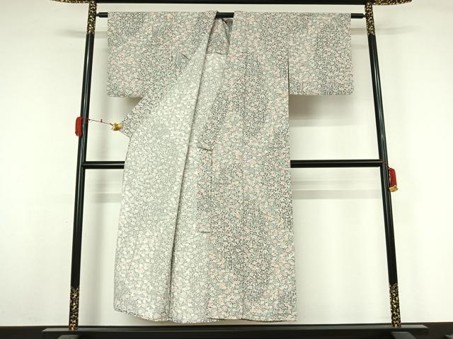 平和屋着物▽上質な小紋 単衣 花尽くし 丹後ちりめん 反端付き 正絹 逸品 AABL0410jh