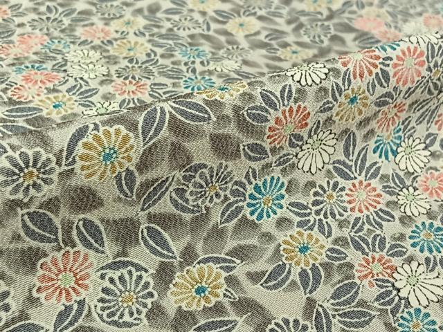 平和屋着物▽上質な小紋 単衣 花尽くし 丹後ちりめん 反端付き 正絹 逸品 AABL0410jh
