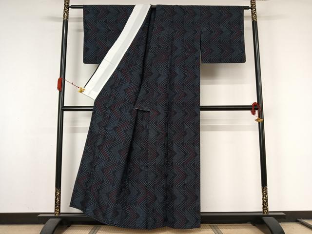 平和屋着物▽小紋 単衣 幾何学文様 AABL0417jh