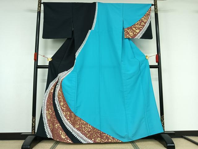 平和屋着物▽訪問着 単衣 草花文 洗える着物 AABL0422jh