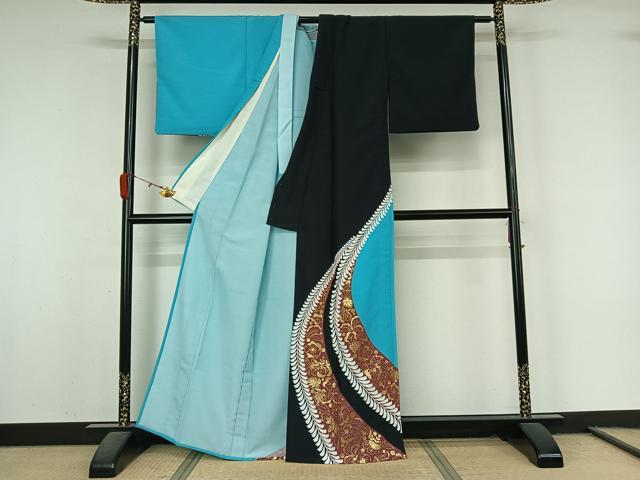 平和屋着物▽訪問着 単衣 草花文 洗える着物 AABL0422jh
