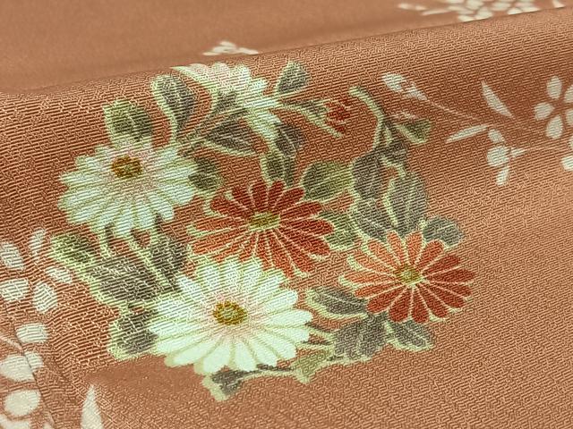 平和屋着物▽小紋 単衣 草花文 洗える着物 AABL0426jh