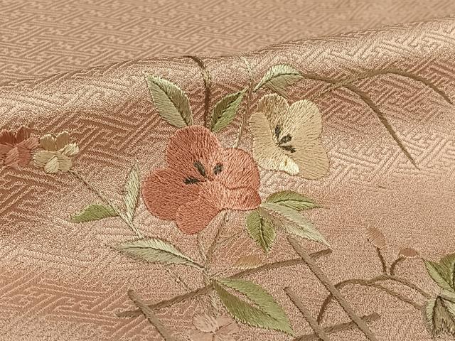 平和屋着物▽訪問着 単衣 絞り 刺繍 草花文 金彩 正絹 逸品 AABL0436jh