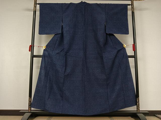 平和屋着物▽上質な紬 単衣 幾何学文様 正絹 逸品 未使用 AABL0440jh