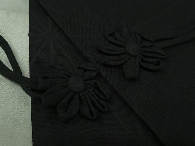 平和屋着物▽道行コート スリーシーズン 春夏秋 塵除け 麻の葉文様 黒地 ロング丈 正絹 逸品 AABL0447jh