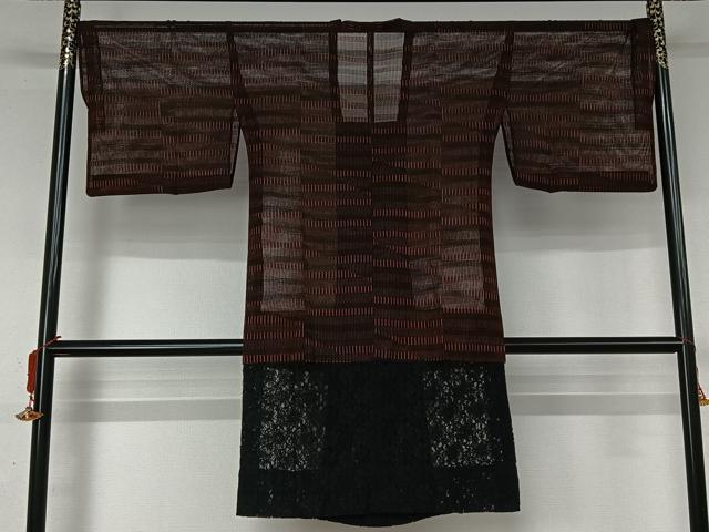 平和屋着物▽道行コート スリーシーズン 春夏秋 塵除け 花唐草文 横段文 ロング丈 AABL0448jh