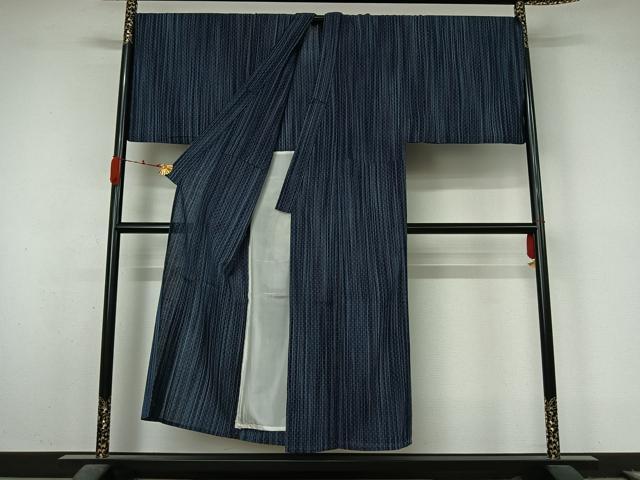 平和屋着物▽男性 小紋 単衣 縞 キングサイズ AABL0467jh
