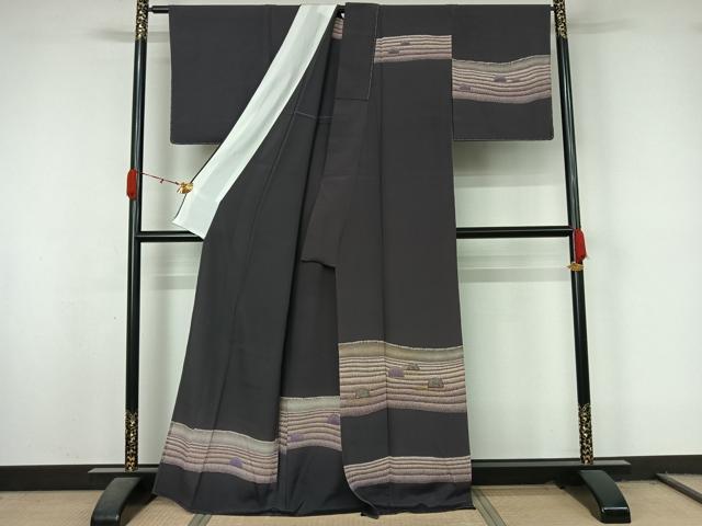 平和屋着物▽国広富之 訪問着 単衣 庭園 金銀彩 正絹 逸品 未使用 AABL0468jh