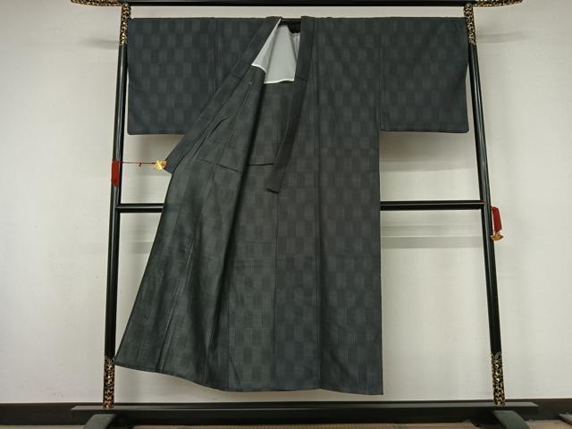 平和屋着物▽男性 小紋 単衣 幾何学文様 キングサイズ AABL0472jh
