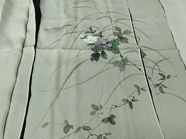 平和屋着物▽訪問着 無双 紗袷 紗×絽 手描き 草花文 金彩 仮絵羽 正絹 逸品 未使用 AABL0473jh