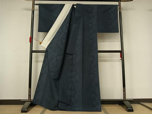 平和屋着物▽本塩沢 単衣 140亀甲 唐草文 正絹 逸品 AABL0475jh