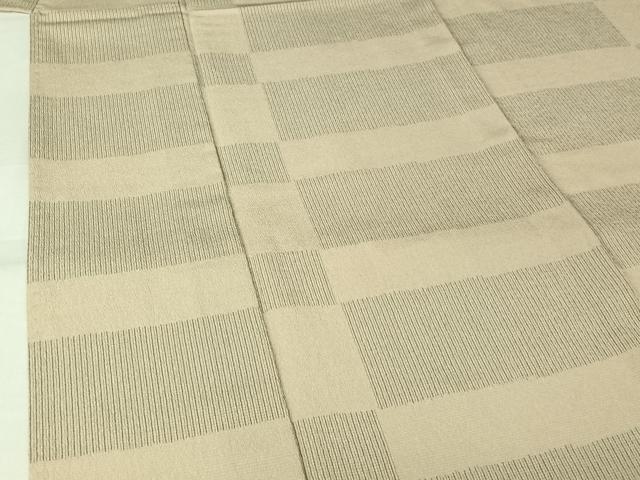 平和屋着物▽伝統工芸士 白川貞夫 お召 単衣 横段文 本しぼ柿渋染め 証紙付き 正絹 逸品 AABL0476jh