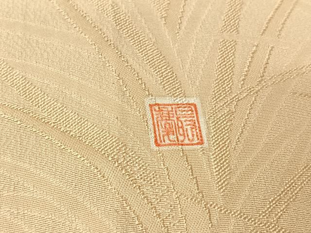 平和屋着物▽あめや藤本 藤本最慶 色無地 単衣 草葉地紋 肌色 正絹 逸品 AABL0478jh