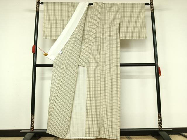 平和屋着物*夏物 紗紬 格子 正絹 逸品 AABL0479jh