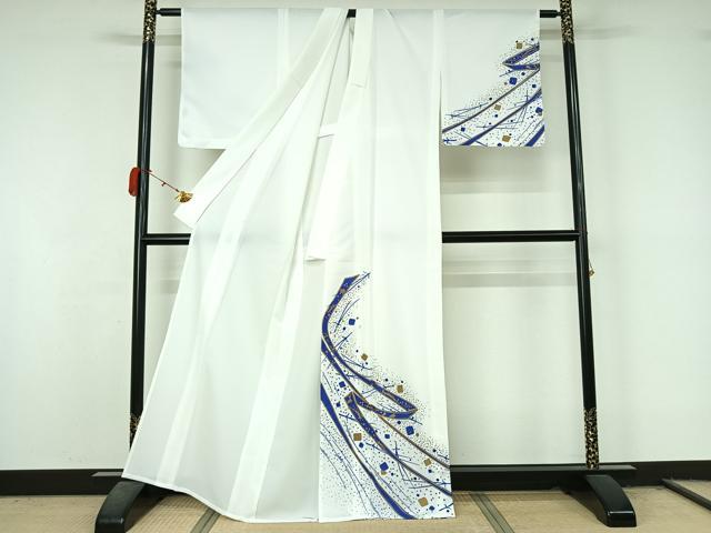 平和屋着物▽訪問着 単衣 鬘帯吹き寄せ文 金彩 洗える着物 AABL0484jh