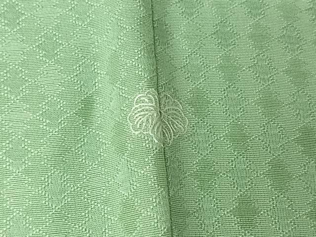 平和屋着物▽上質な色無地 単衣 松皮菱地紋 夏虫色 正絹 逸品 AABL0491jh