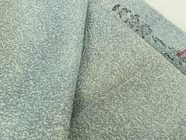 平和屋着物▽上質な小紋 単衣 作家物 霞文 鬼しぼ縮緬 正絹 逸品 AABL0494jh