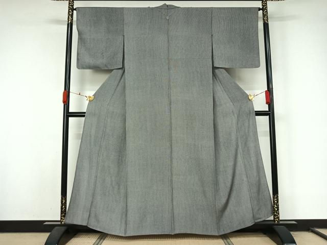 平和屋着物▽伝統工芸士 廣瀬雄望 江戸小紋 単衣 万筋 紺青色×白色 正絹 逸品 AABL0496jh