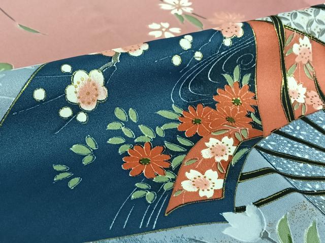 平和屋着物▽訪問着 単衣 洗面流水花文 暈し染め 金彩 洗える着物 AABL0497jh