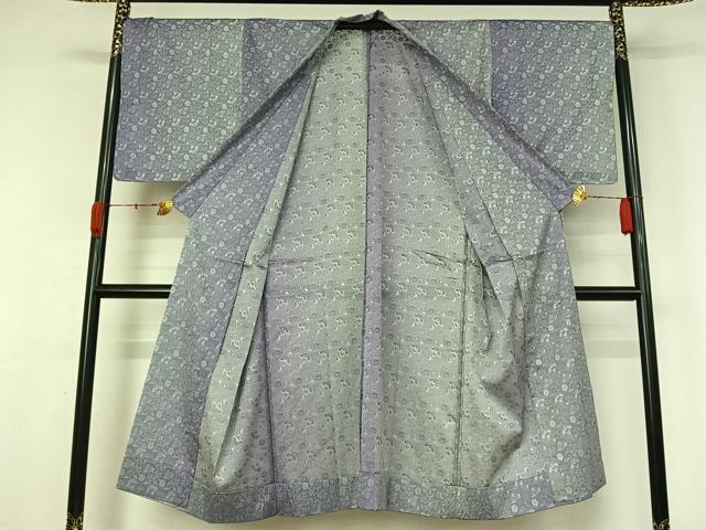 平和屋着物▽道中着 スリーシーズン 春夏秋 塵除け 更紗花唐草文様 ロング丈 正絹 逸品 AABL0503jh