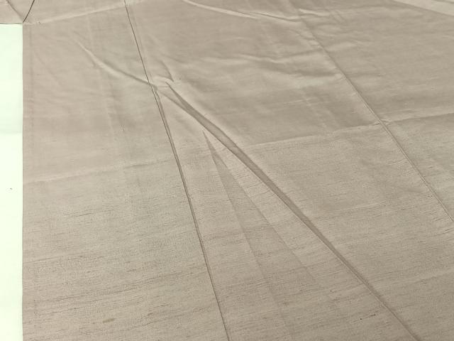 平和屋着物▽上質な紬 単衣 半沢織 灰桜色 反端付き 正絹 逸品 AABL0513jh