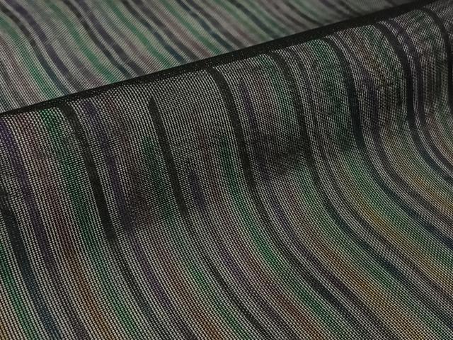 平和屋着物▽訪問着 無双 紗袷 紗×紗 縞 暈し染め 黒地 正絹 逸品 AABL0514jh