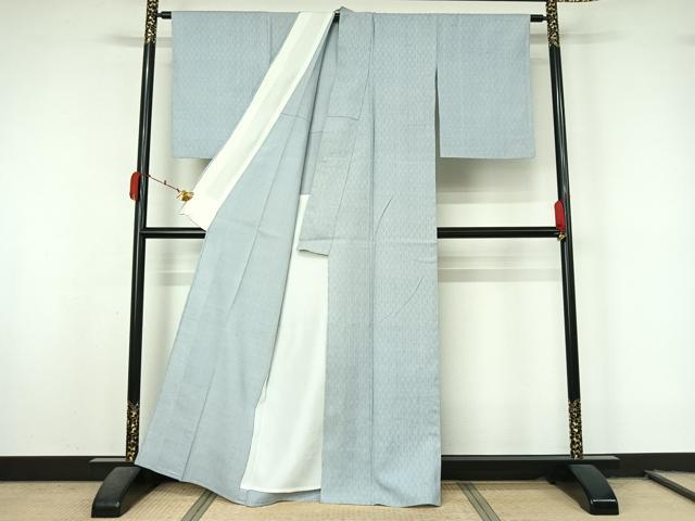 平和屋着物▽京都祇園の老舗 ぎをん齋藤 紬 単衣 網目文 たとう紙付き 正絹 逸品 AABL0518jh