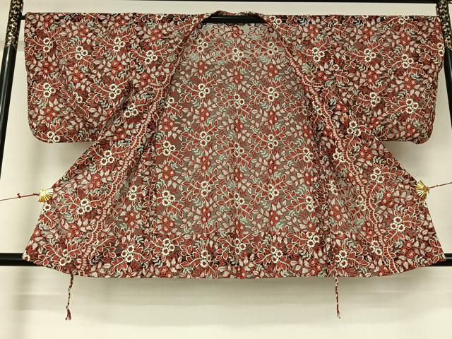 平和屋着物▽道行コート スリーシーズン 春夏秋 塵除け 草花文 AABL0525jh