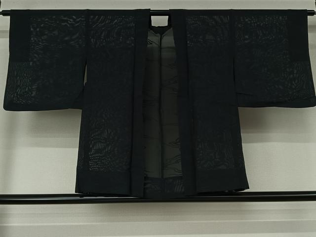 平和屋着物▽羽織 スリーシーズン 春夏秋 塵除け 流水文 黒地 正絹 逸品 AABL0526jh
