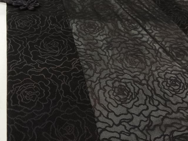 平和屋着物▽道中着 スリーシーズン 春夏秋 塵除け 花づくし文 薔薇 紫黒色 正絹 逸品 AABL0530jh