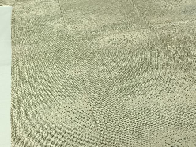 平和屋着物▽本場越後塩沢紬 単衣 110亀甲 風景流水文 証紙付き 正絹 逸品 AABL0535jh