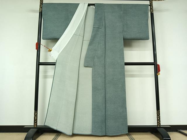 平和屋着物▽清水峯州 江戸小紋 単衣 極小鮫小紋柄 反端付き 正絹 逸品 AABL0537jh