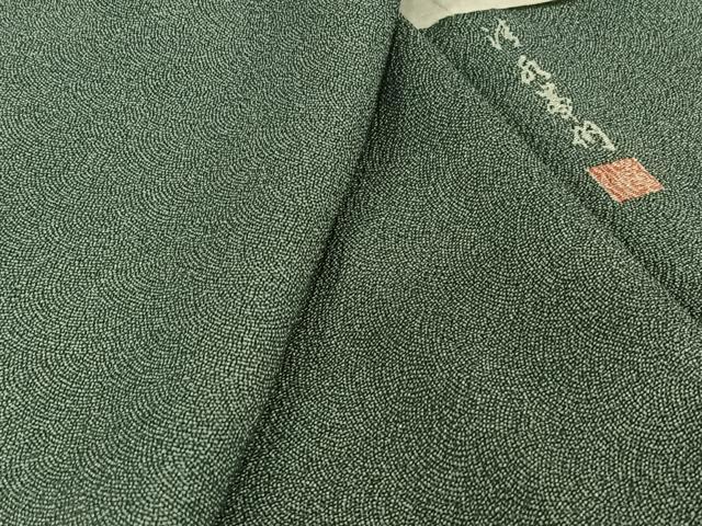 平和屋着物▽清水峯州 江戸小紋 単衣 極小鮫小紋柄 反端付き 正絹 逸品 AABL0537jh