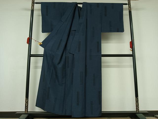 平和屋着物▽本塩沢 単衣 110亀甲 短冊文 正絹 逸品 未使用 AABL0546jh