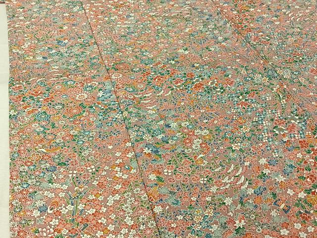 平和屋着物▽上質な小紋 単衣 宝尽くし花文 正絹 逸品 AABL0549jh